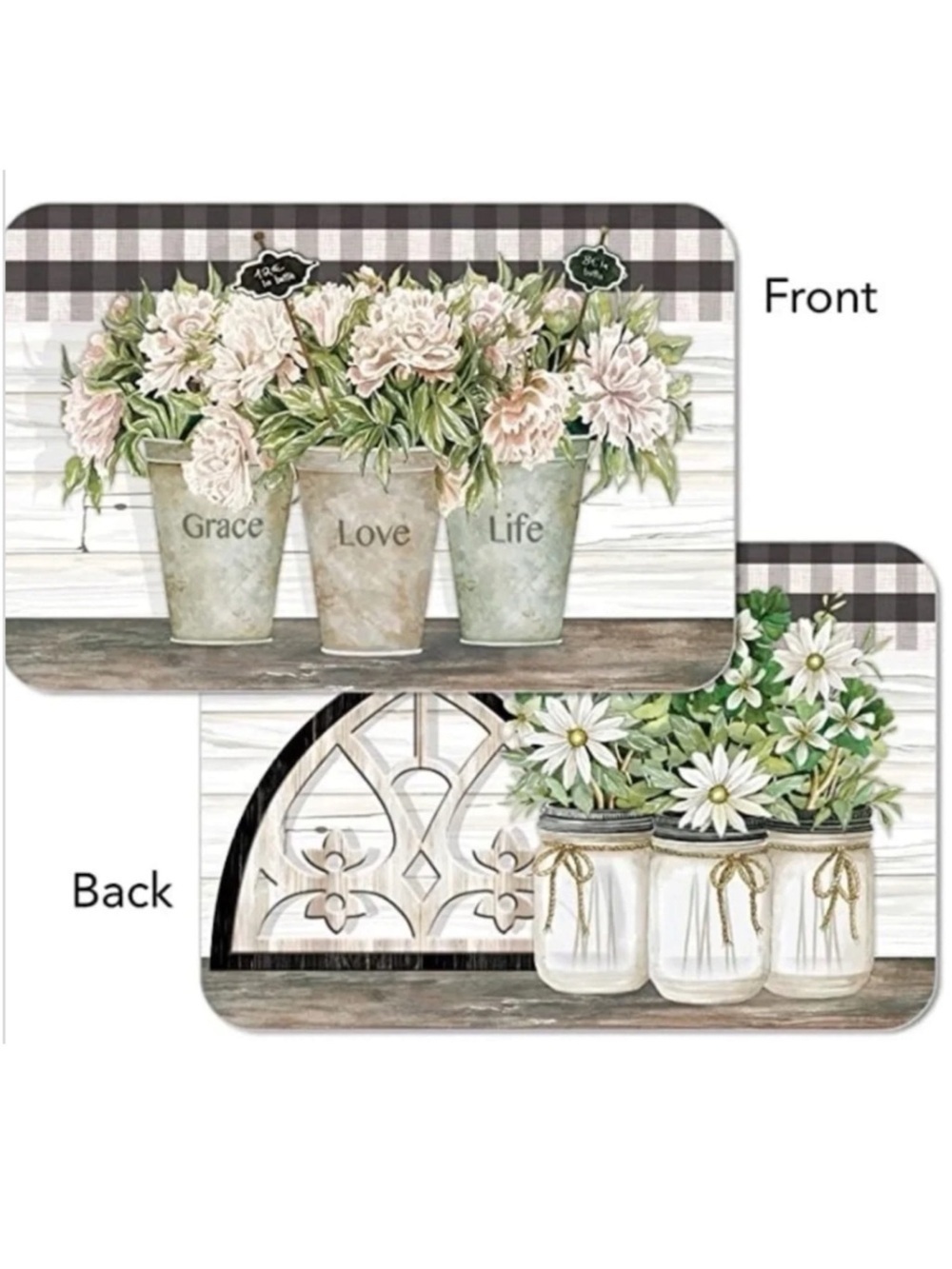 CounterArt Vintage Farmhouse Placemats Reversible Rectangular Placemat Set of 4